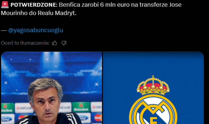 HIT! Tyle Benfica ZAROBI na przenosinach Jose Mourinho do Realu Madryt!